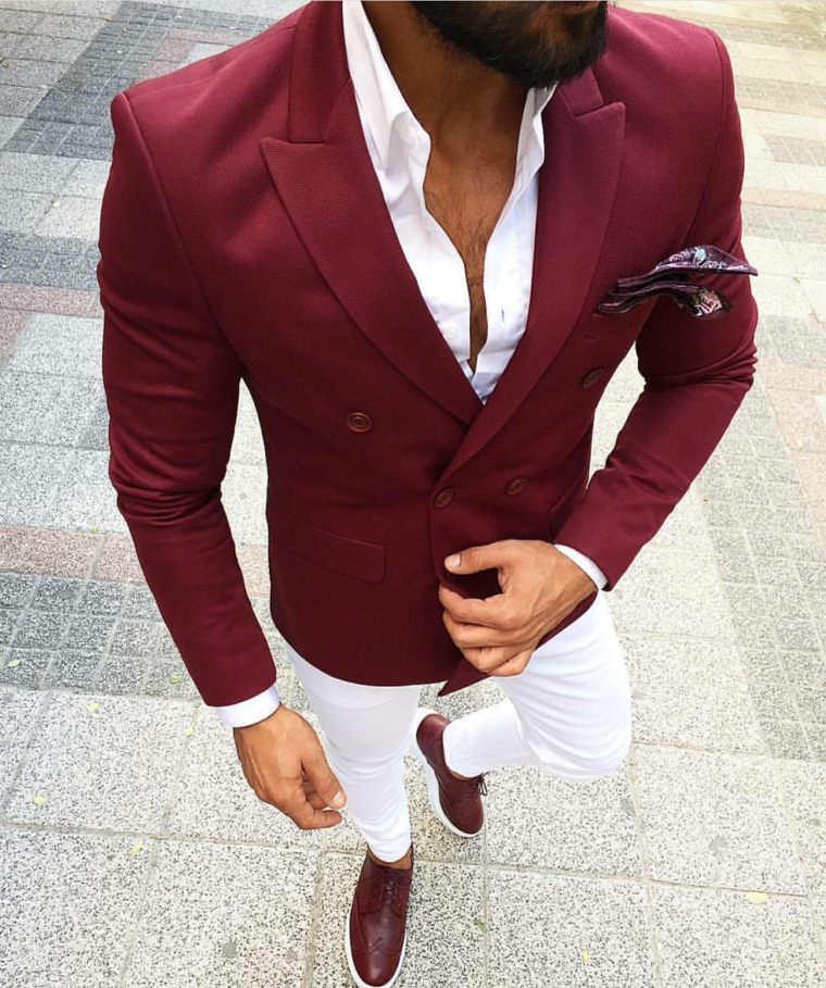 costumes pour hommes-couleur-rouge-blanc