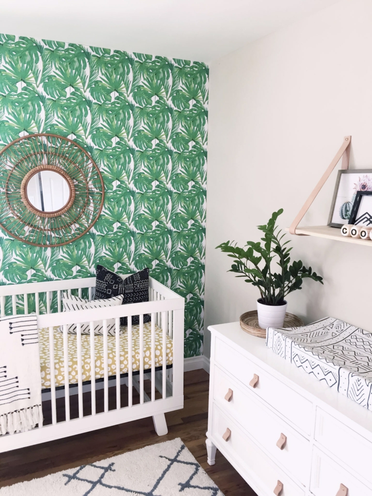 décoration-de-chambre-bébé-style-tropical-papier-mur-original