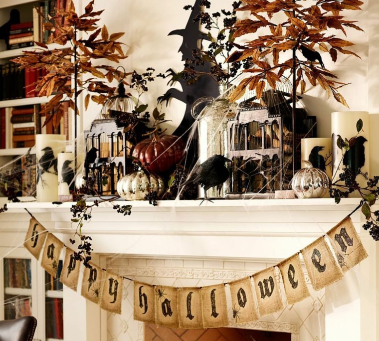 décoration pour halloween-cheminée-intérieur