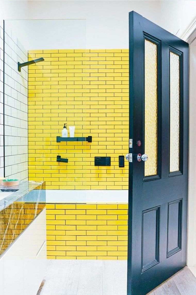 idées de décoration-murs-coulis-carreaux-jaunes