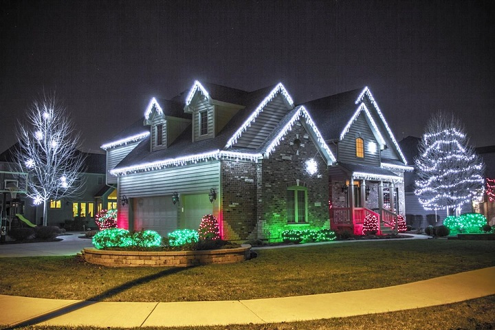 lumières de Noël en plein air maisons