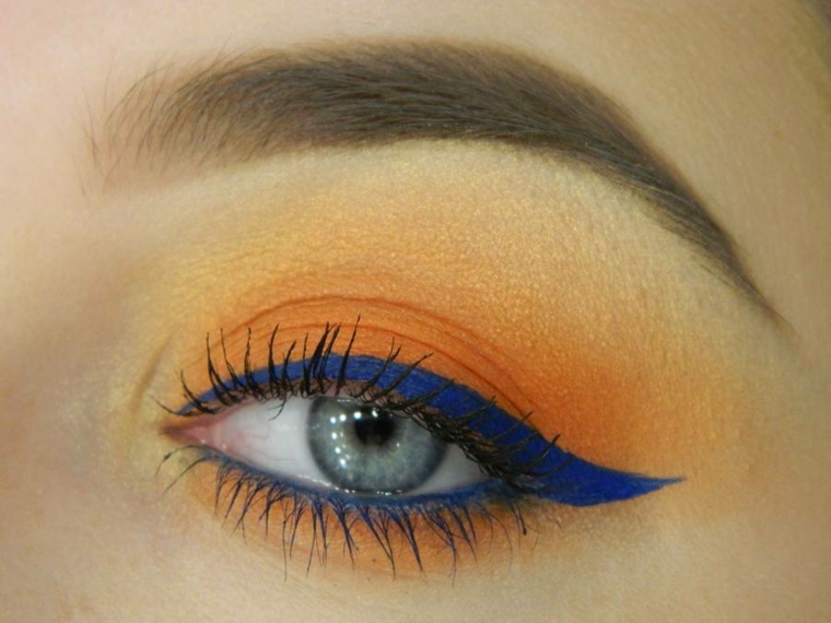 mode maquillage-orange-bleu-été
