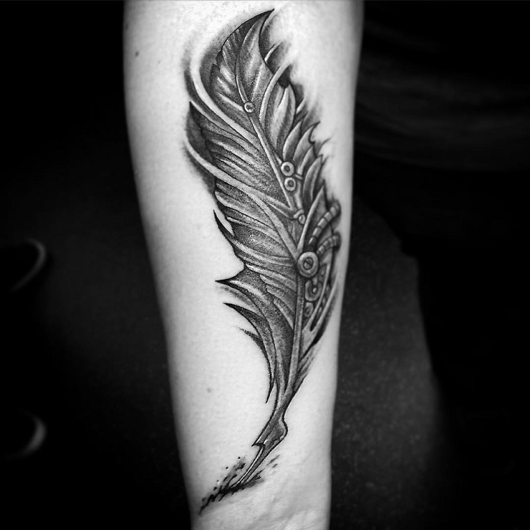 tatouages ​​de plumes-blanc-noir-options