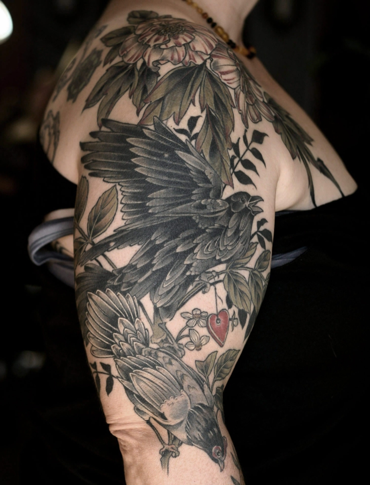 oiseaux-branches-arbre-épaule-idées de tatouage