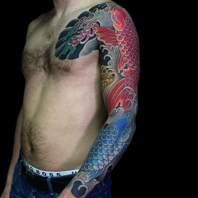 tatouage-épaule-poisson-koy-idées
